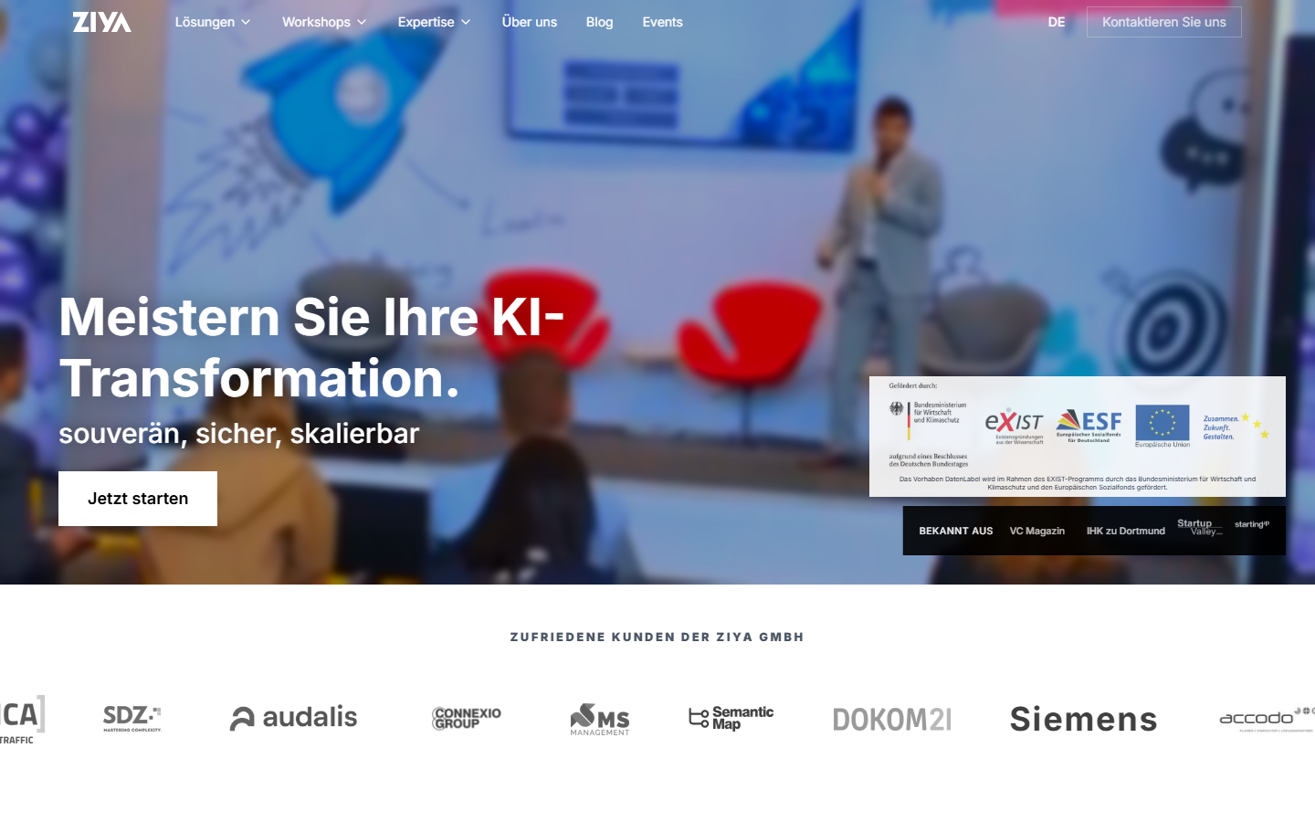 Startseite von Ziya GmbH, KI-Beratung in Deutschland