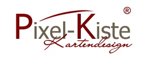 Pixel-Kiste Kartendesign Logo