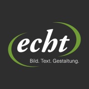 Echt Ideen leben. Bild. Text. Gestaltung. Logo